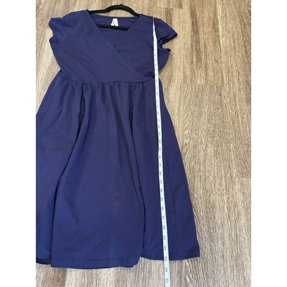 Pact Organic Fit & Flare Crossover Dress Eclipse Purple Navy Size Medium - Picture 8 of 8